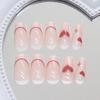 Fashionable Short Square Valentines Day False Nail French Tips Heart Designs Press On Nail Artificial Nail for Women