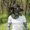 56-60cm Sonnenschutz Herren Fischerhut mit Schal-Schleier Camouflage Kappen Masken Set Reise