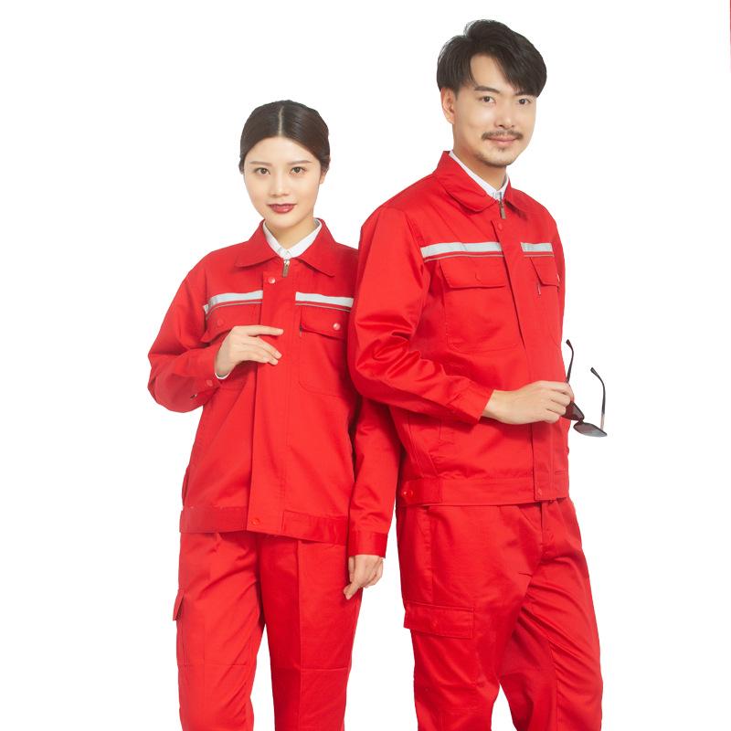 Unisexowa odzież robocza z długim rękawem, antystatyczna, z pasami odblaskowymi na wiosnę, lato, jesień – idealna dla stacji benzynowych i przemysłu petrochemicznego.