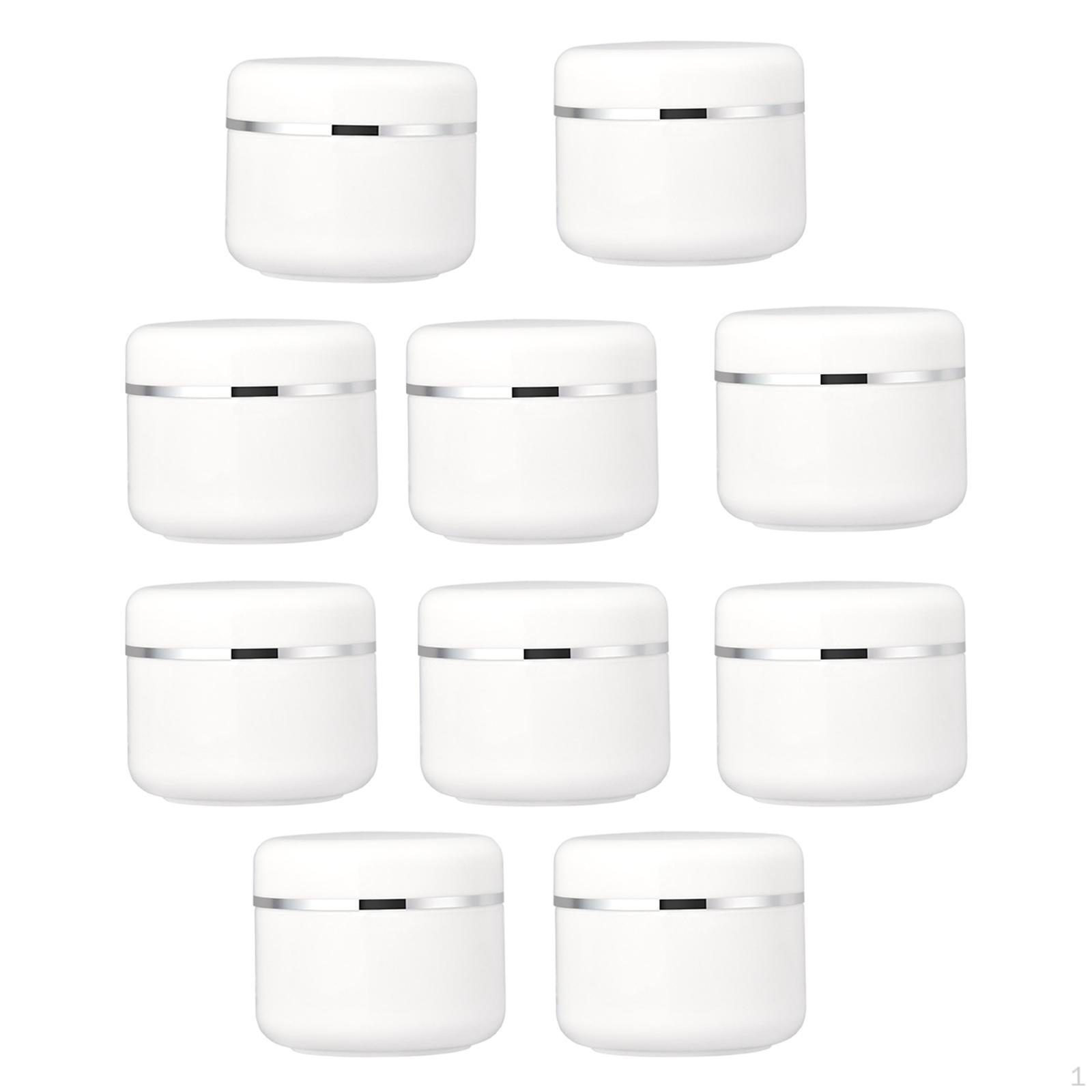 

of 10 Empty Refillable Cosmetic Plastic Jars, Lightweight Make up Jar Pot Round Lids Jars Easy to 200g 6.4x7.8cm