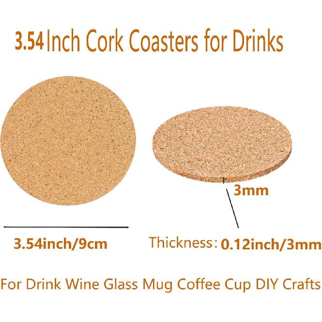 16pcs Cork Coaster for Drink Round Absorbent Tea or Coffee Coaster Cork Bulk Blank DIY Craft Gifts Coasters Warm Gifts Relatives and Friends in
