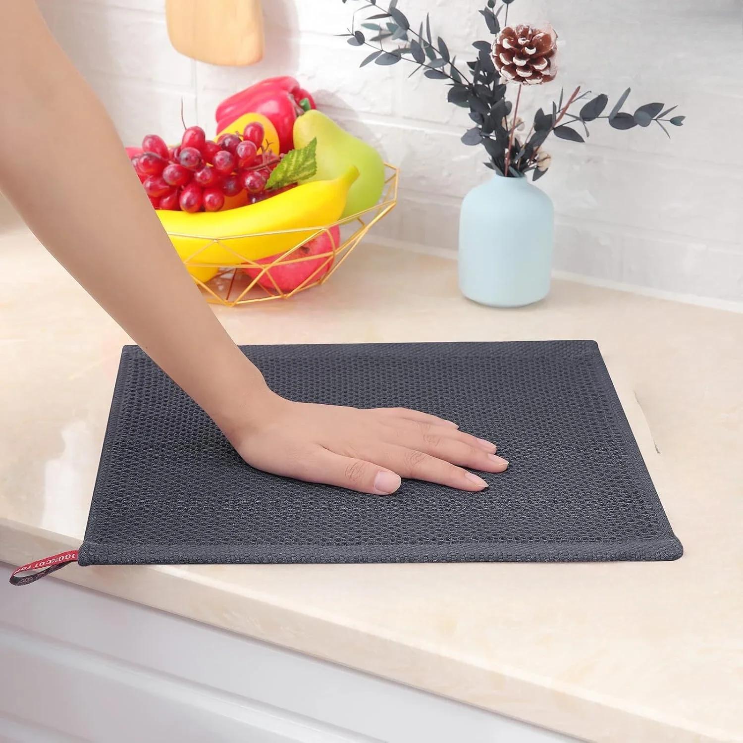 

100% Cotton Waffle Weave Kitchen Towel Ultra Soft Absorbent Quick Drying Dish Towels Kitchen Dish Cloths Cleaning Cloth Kitchen