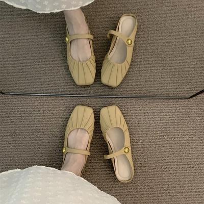 Flat-bottomed Bag Head Half Slippers Women's Wear Mary Jane Single Shoes 2025 New Spring and Summer Versatile Lazy Muller Cool Slippers