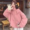 Pink corduroy short hooded down cotton women's winter small sweet age-reducing small fragrant jacket