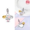 Charms Copper Cute Pet Dog Paw Bell Heart-Shaped Pendants Fit Charms Plata Original Bracelet Bead Women Jewellery Making