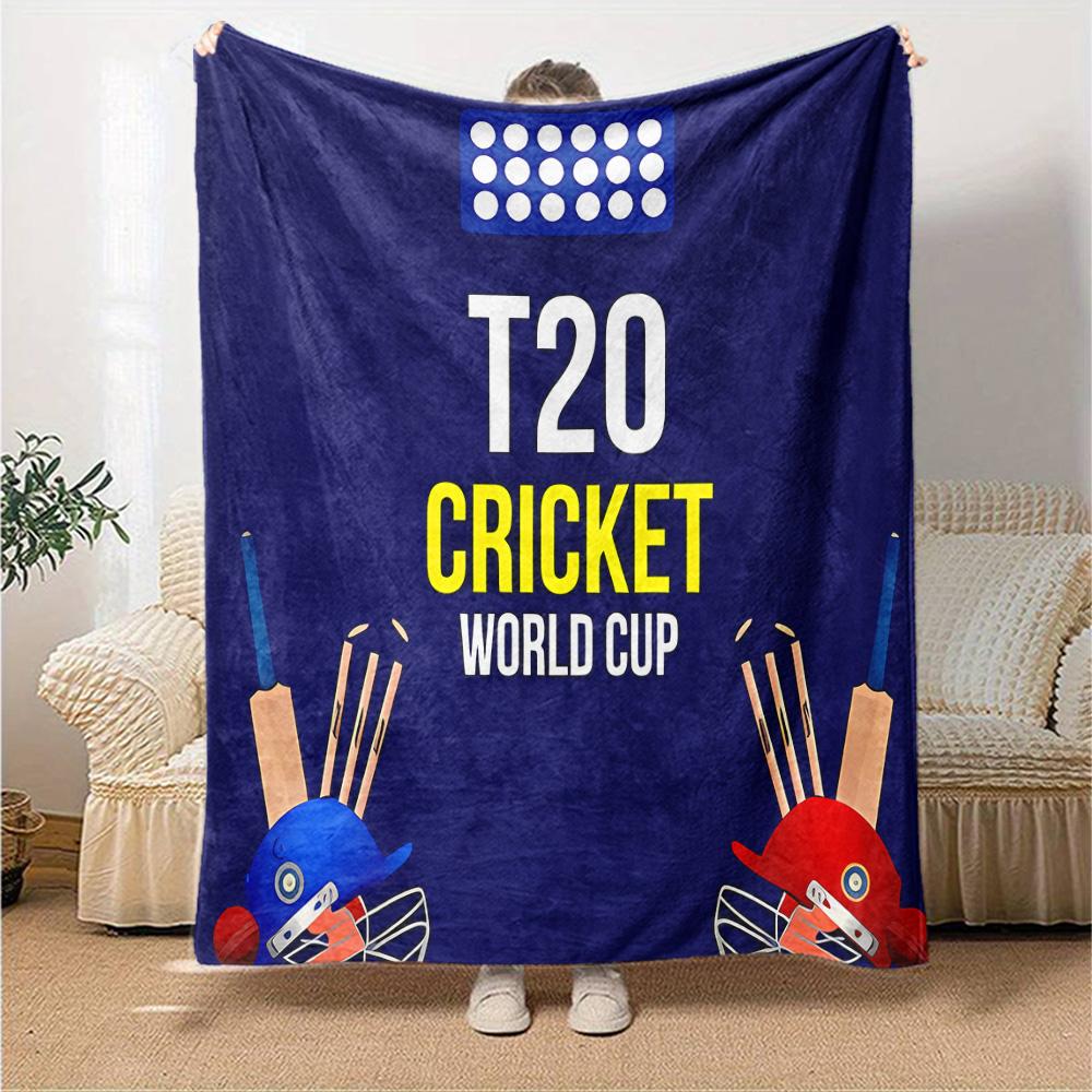 1pc Blanket - T20 Cricket Print Design,Lightweight Blanket for Sofa,Bed- Soft &Warm,Gift for All Seasons