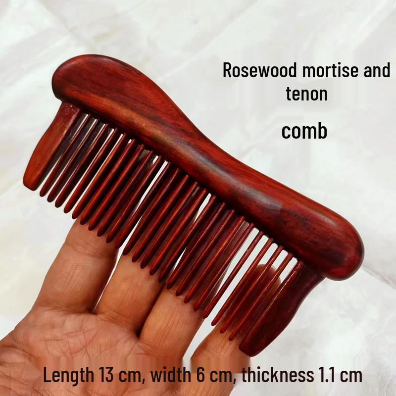 Exquisite Rosewood & Ebony Interlocking Comb: Durable, Portable, Small-Leaf Carved Design for Meridian Massage.