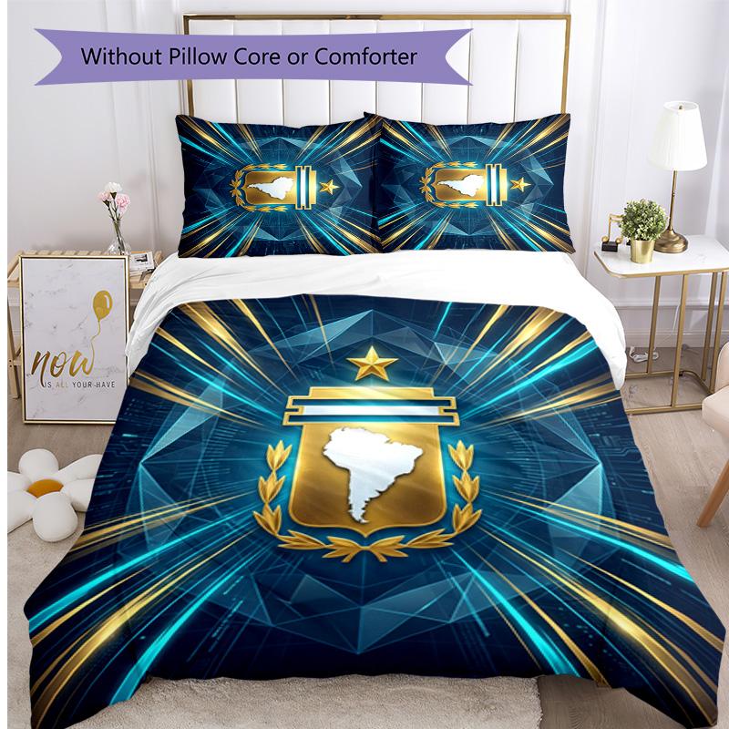 Set Biancheria da Letto Stampata Calcio Argentina 3 Pezzi Copriletto Traspirante Accogliente come Regalo per Inaugurazione Casa o Festa