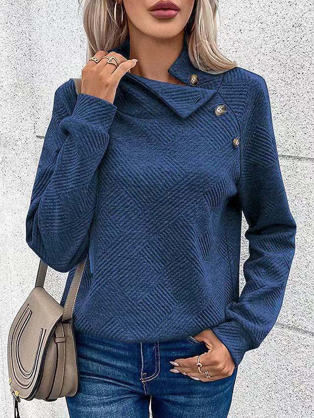 2024 Europeisk og Amerikansk Casual Genser med Høy Hals og Lange Ermer for Høst/Vinter