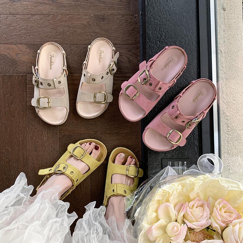 Sandalo Birken rosa lussuoso da donna design di marca pelle scamosciata ecopelle cinturino con fibbia sandali da donna estate casual suola spessa scarpe mule
