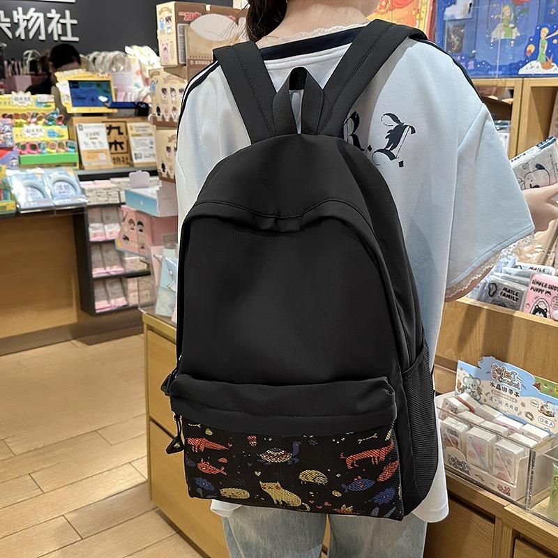 Versatile Lightweight Student Backpack Fashion Printed Backpack Junior High School Student College Wind Nylon School Bag New