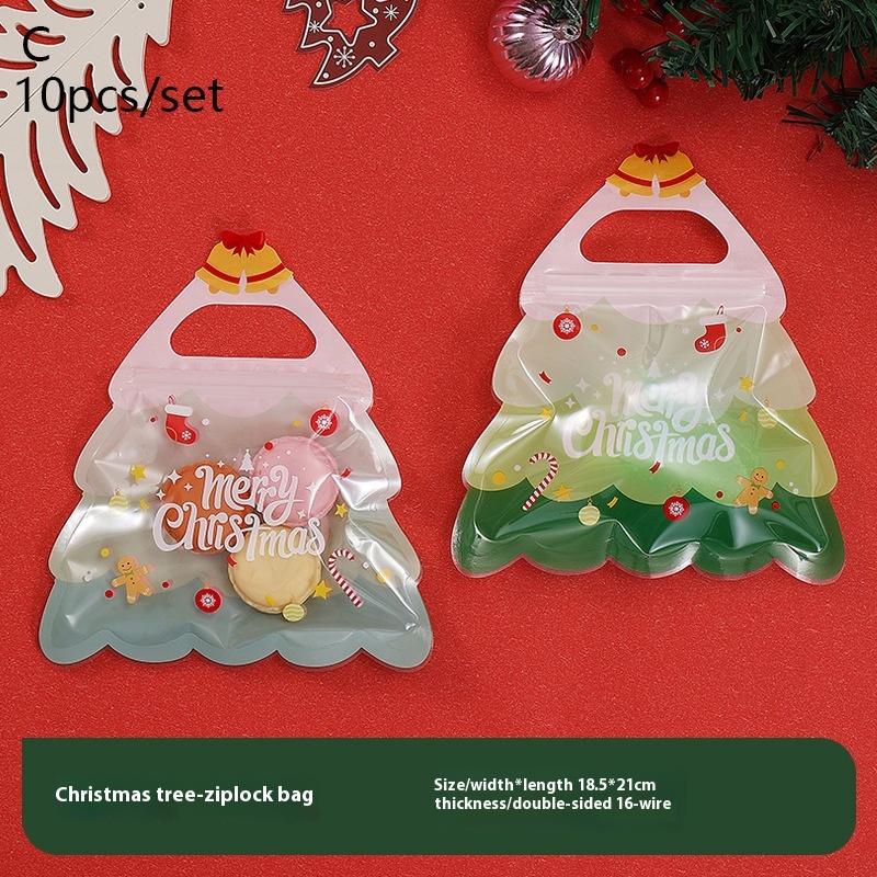 10Pcs Plastic Portable Christmas Self-Sealing Bag Diy Kids Toys Xmas Wedding Holiday Party Candy Snack Sugar Gifts Storage Bags