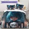 Dark-style girl Pattern Bedding,Quilt Set Quilt Cover Pillowcase Home Birthday Gift (1*duvet cover+2*pillowcase,without core)XSJT0917225