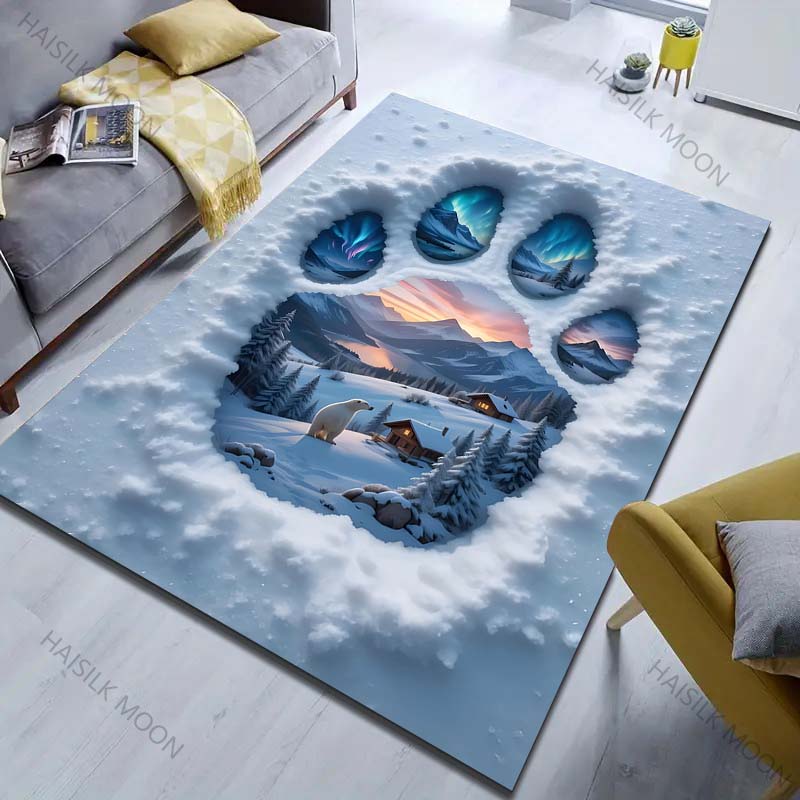 Bärenpfotenabdruck Kreatives Muster Teppich für Schlafzimmer Wohnzimmer Bettseite Sofa Bodenmatte Moderne Heimdekoration Bereichsteppich Maschinenwäsche