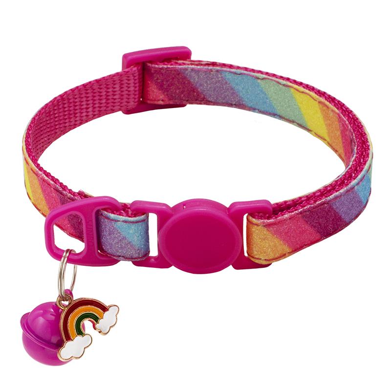 Rainbow Cat Collar Breakaway Buckle Cute Cartoon Pet Necklace Cats Soft Polyester Cloud Charm Anti-Suffocation Safety Design
