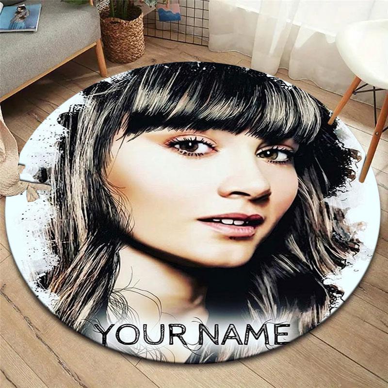 Aitana Custom Name Round Area Rug,Carpet Rug for Living Room Bedroom Sofa Playroom Decor,Non-slip Floor Mat