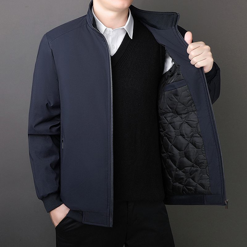 Middle-aged and Elderly Men's Autumn and Winter Jackets with Cotton, Thickened and Warm Dad Jackets, 50 and 60 Year Old Autumn Tops for Men