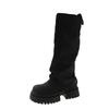 Punk Style Women Motorcycle Knee-High Boots Fashion Thick Heel Shoes Autumn Winter Women's Knight Long Booties