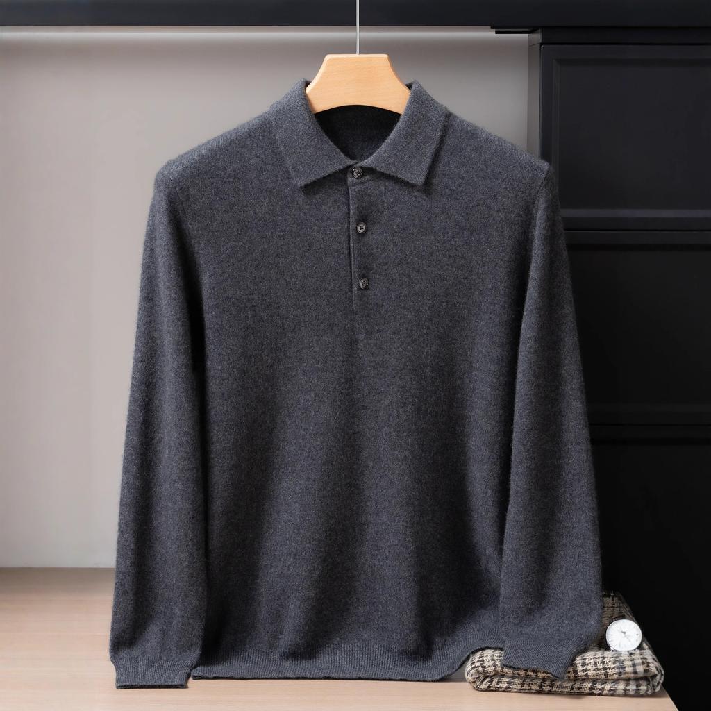 New Albas Small Cashmere POLO Shirt Pure Cashmere Lapel Sweater Knitted Sweater