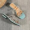 Fashion 2025 Summer New Women's Slippers Outdoor Sandals Casual Flat Shoes Stylish Metal Design Korean Style Office Wear Large Size 43
