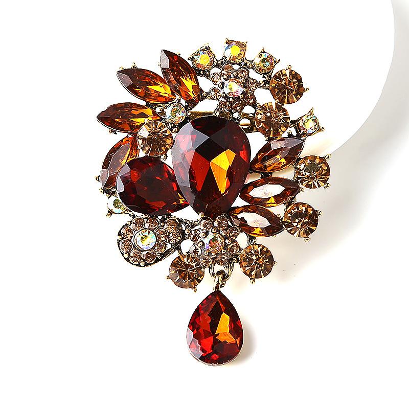 SKEDS Rhinestone Luxury Flower Brooch Pin For Women Elegant Crystal Pendant Wedding Party Jewelry Creative Brooches Pins Gift