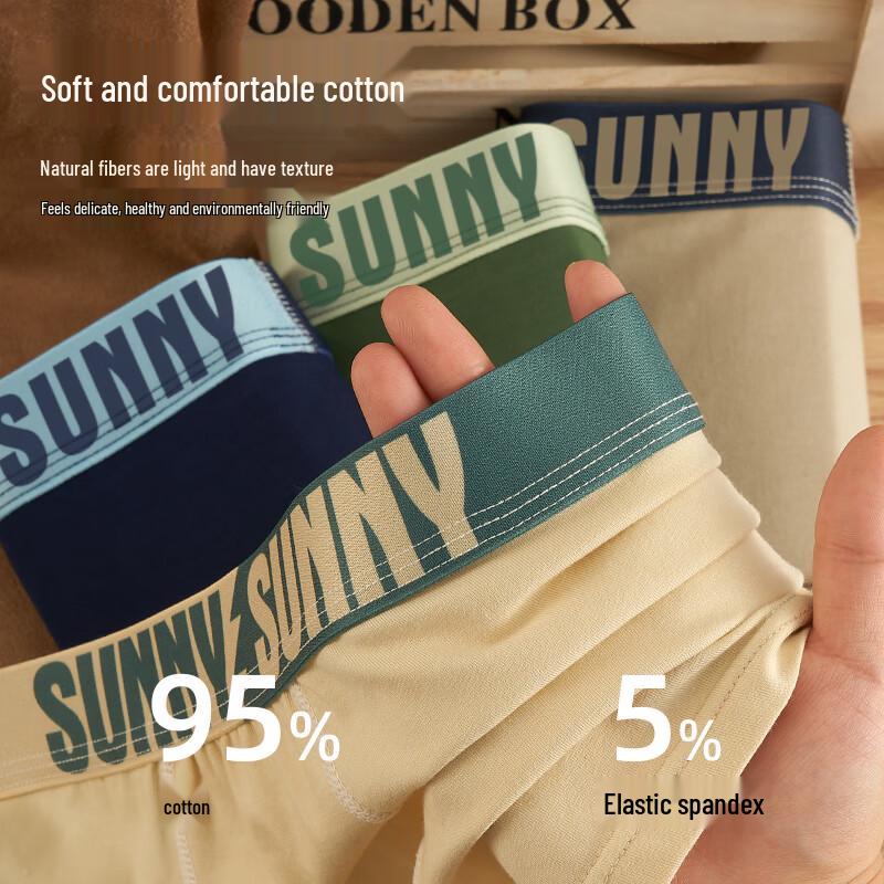 Fenteng Men's Breathable Cotton Antibacterial Boxer Briefs 4-Pack