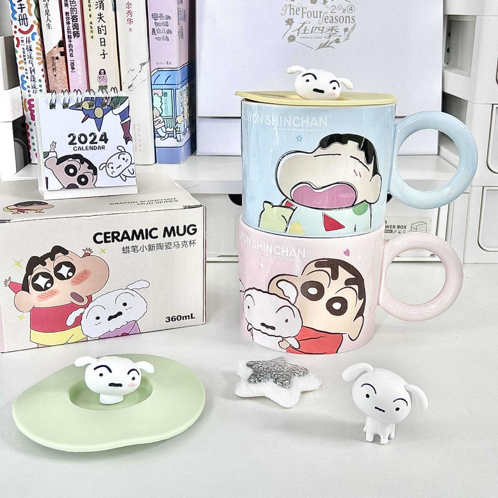 Cute Crayon Small New Cup, Birthday Gift for Boys and Girls, High-value Ceramic Mug with Lid, Couple Coffee Cup