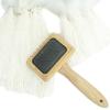 Cats Brush Bamboo Wood Handle Dog Grooming Comb Gently Removes Loose Hair Tan