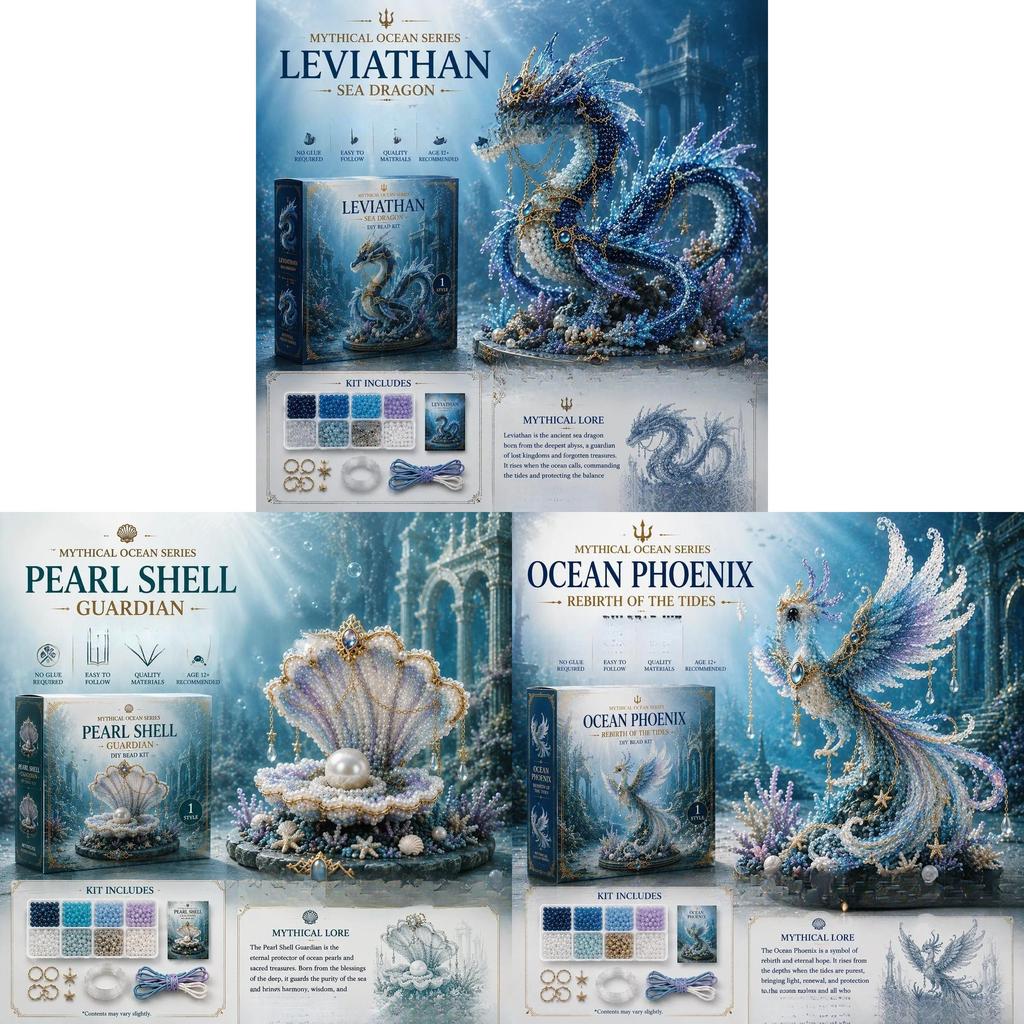 Kit Perline Mitiche dell'Oceano Con Creature Marine Fai-da-te Per Creazioni Creative e Idee Regalo