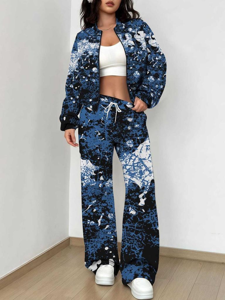 Retro Flower Explosion Autumn and Winter New European and American Women's Clothing Small Daisy Printing Suit Women