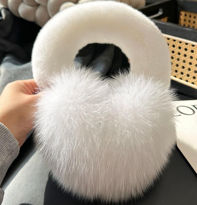 Girls fox fur ear coverings scarf For women, winter warmth, fur ear protectors, cute fur ear bags, Windproof, cycling earmuffs