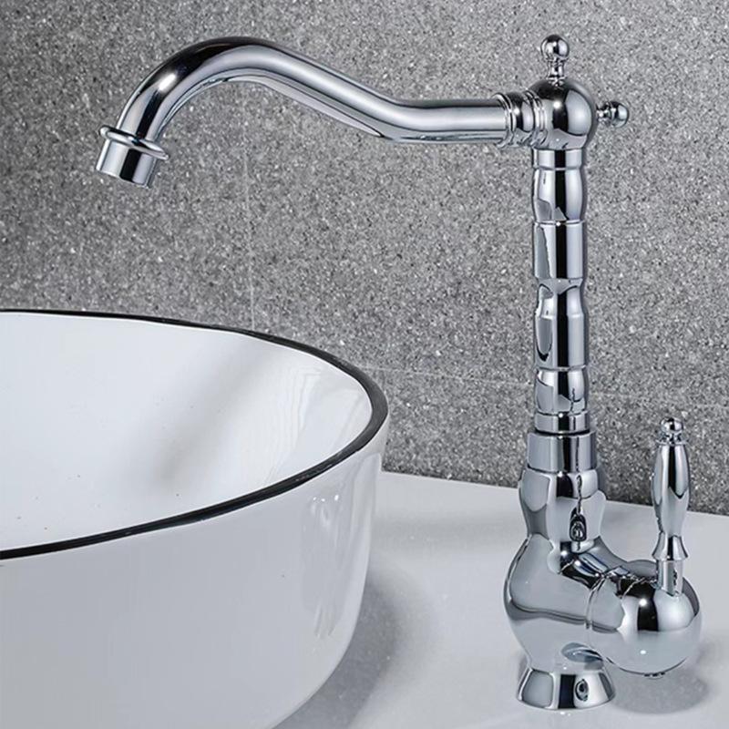 Gold/Chrome Brass Bathroom Faucet Deck Mounted Single Handle Hot Cold Mixer Sink Tap Crane for Bathroom