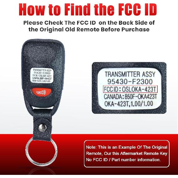 Key Fob Replacement OSLOKA-423T for Hyundai Elantra Sedan 2016 2017 2018 2019 2020 Keyless Remote Control Car Key P/N: 95430-F2300