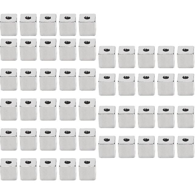 Металлические бусины-разделители для изготовления ювелирных изделий, 50 шт., кубические бусины 6 мм, бусины-разделители из нержавеющей стали, шармы, металлические бусины-слайдеры для браслета, ожерелья и