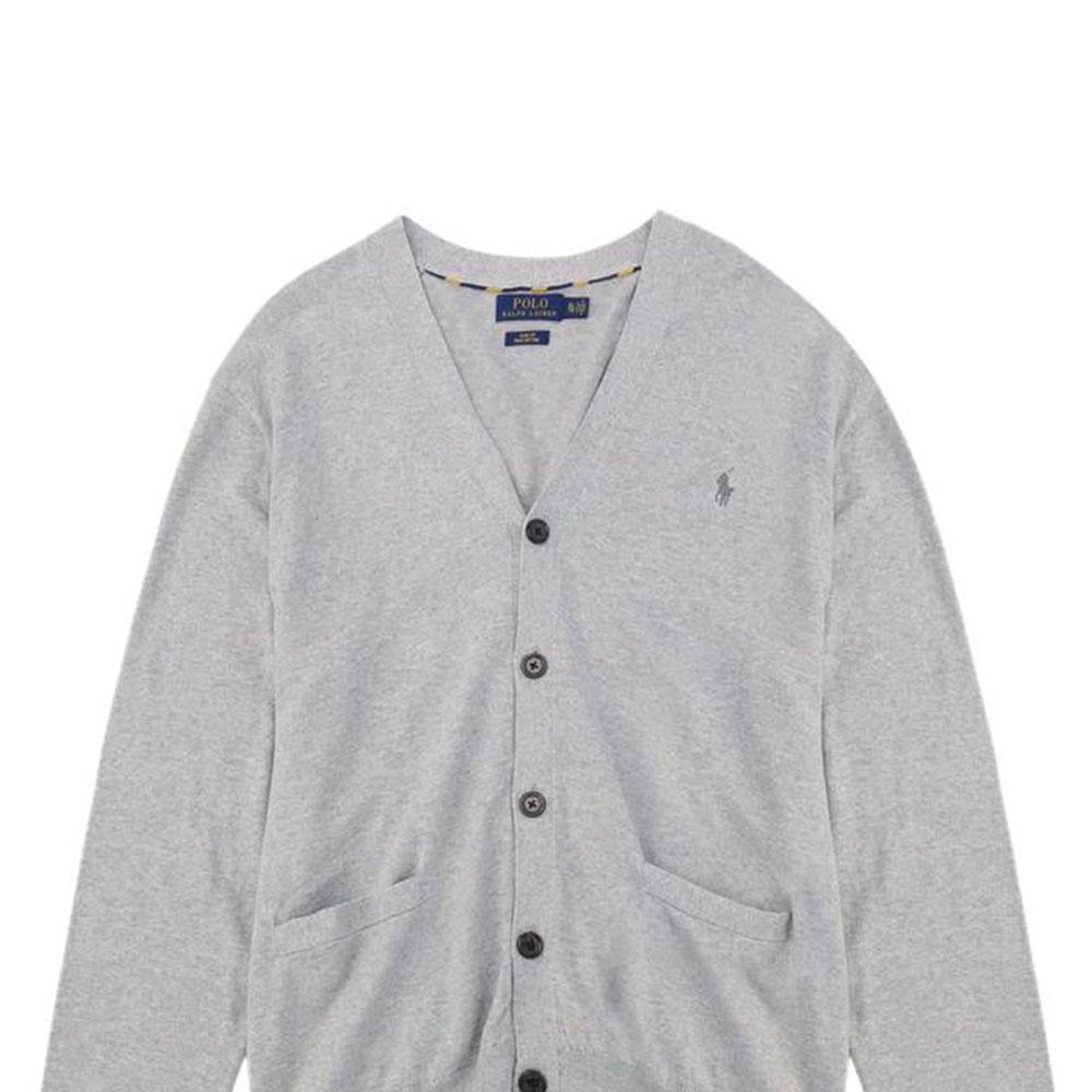 Polo Ralph Lauren Einfarbiger V-Ausschnitt Langarm Pullover Herren Pullover Grau MNPOSWE16810319-D86