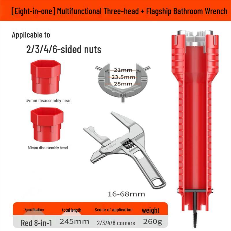 Multi-Use 8-in-1 Wrench for Aquarium & Bathroom Faucet Installation