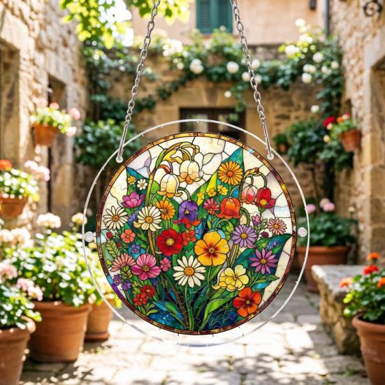 Acrylic Jigsaw Puzzle Suncatcher Colorful Stained Glass Style Sun Catcher DIY