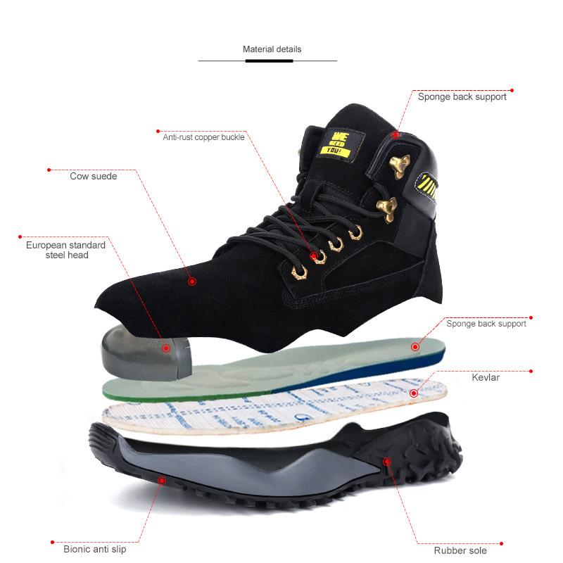 Labor Protection Shoes, Anti Impact, Anti Puncture, Waterproof, High Top Construction Site Safety Work Boots