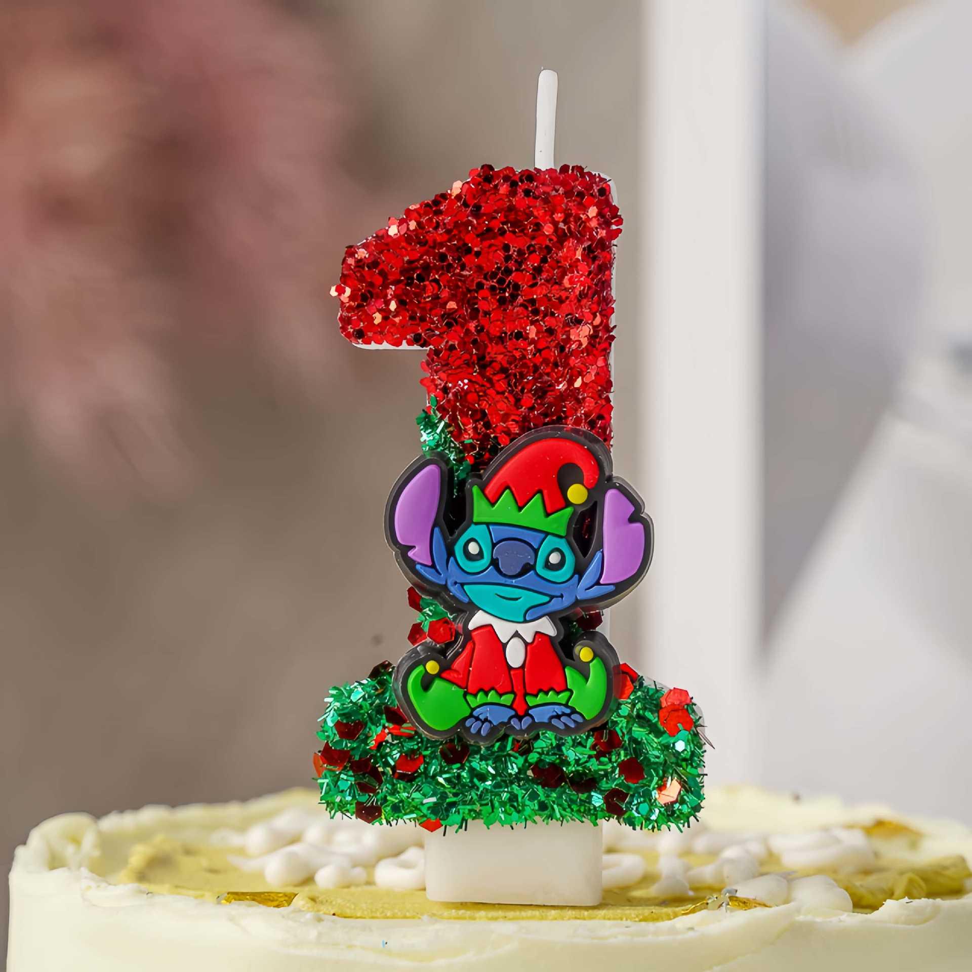 Holiday Glitter Cake Toppers: Cartoon Christmas Birthday Candles