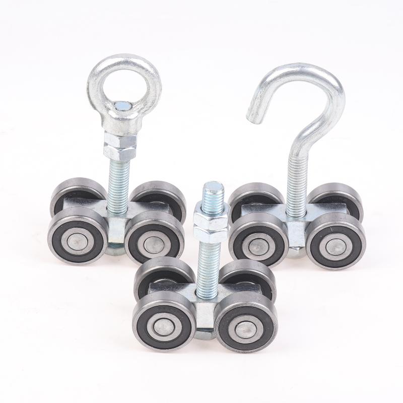 1Pcs Industrial Heavy Duty Sliding Door Hanging Rail Bearing Wheel Iron Pulley M12X80 Steel Tile Roller Wheel Loading 400Kg