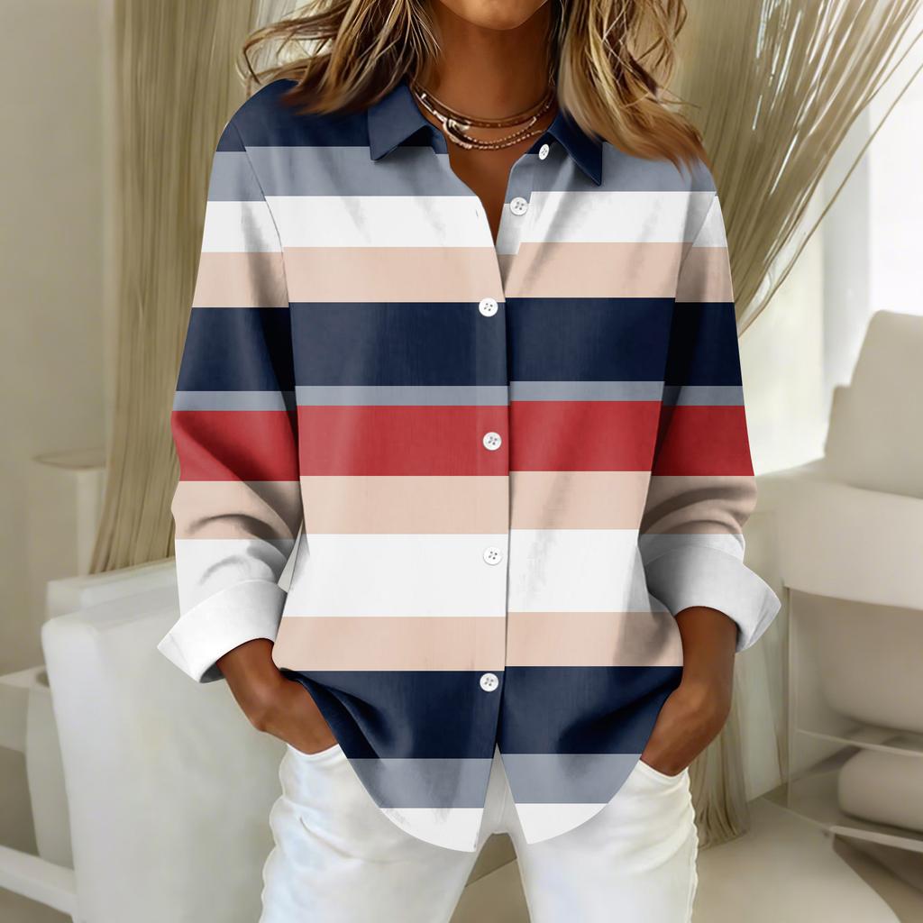 Women's Shirt Blouse Christmas Print Button Long Sleeve Casual Basic Shirt Collar Regular Top