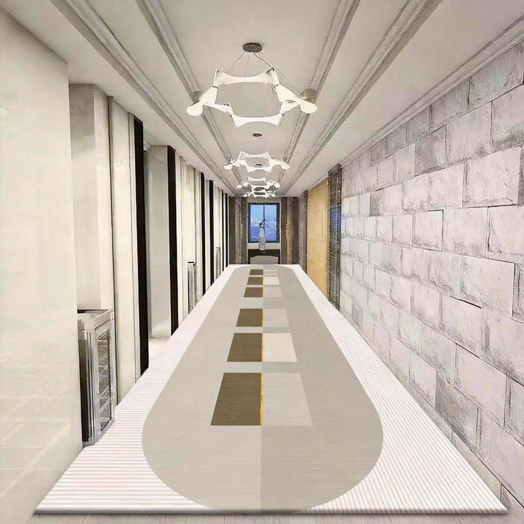 Modern Simple Long Corridor Carpet Runner Geometric Easy Clean Decoration Aisle Rug Non-slip Washable Stair Hallway Floor Mat