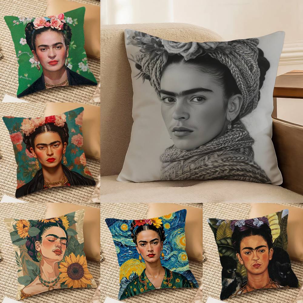 Modern Art Works Frida Kahlo-Beautiful Pillow Case Comfort Sofa Bed Silky Elegant Invisible Zipper Decorative Cushion Cover