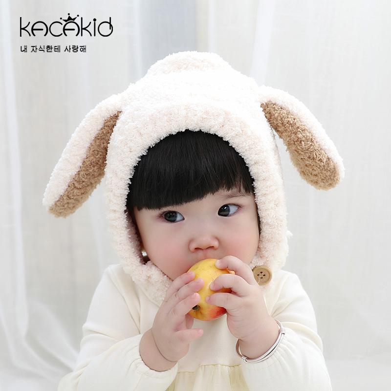 Winter Plush Baby Hat with Cute Cartoon Ears - Thickened Ear Protection for Boys and Girls
