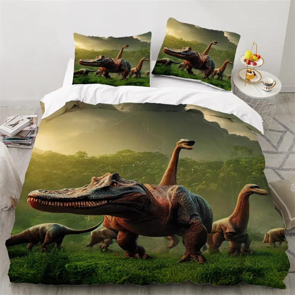 3D Dinosaur Printed Duvet Cover King Twin Queen Double Size Kit UltraFine Fiber Pillowcase New  Bedspread