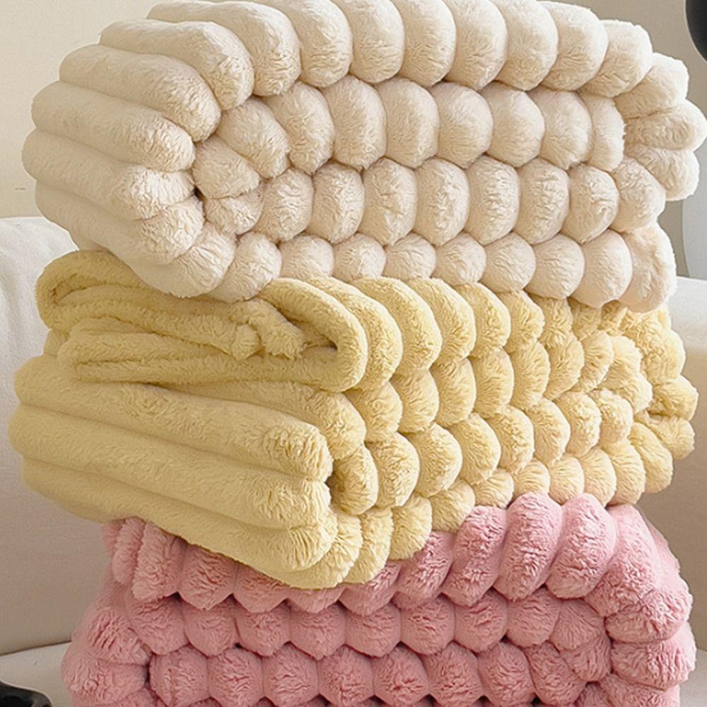 Warm Warm Blanket Double Sided Conditioning Quilt New Plush Striped Blankets