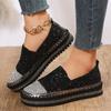 Women Sneakers 2025 New Women Flat Sequined Sneakers Casual Women Mesh Lace-up Fine Diamond Sequins Platform Vulcanized Shoes