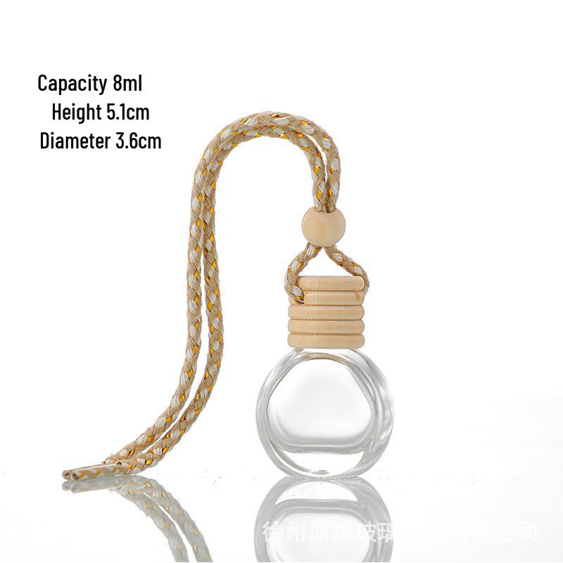 Glass Car Diffuser Bottle with Lanyard, 8ml/10ml, High-Value Aromatherapy Refillable Pendant with Lid.
