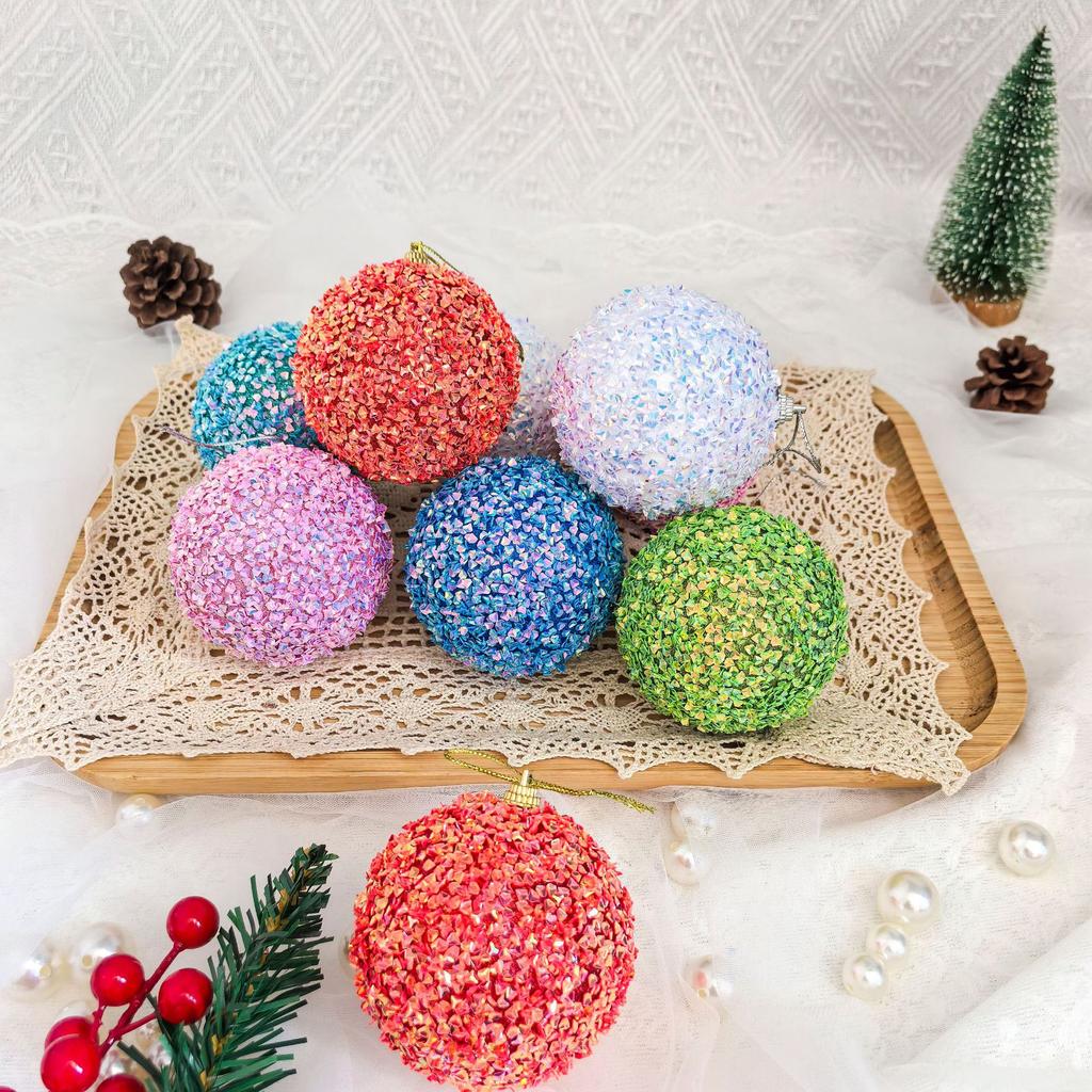 4 Pieces/Set of Diamond Sequins Glitter Christmas Balls Holiday Supplies Christmas Tree Pendants Gifts Giveaways Window Dressing