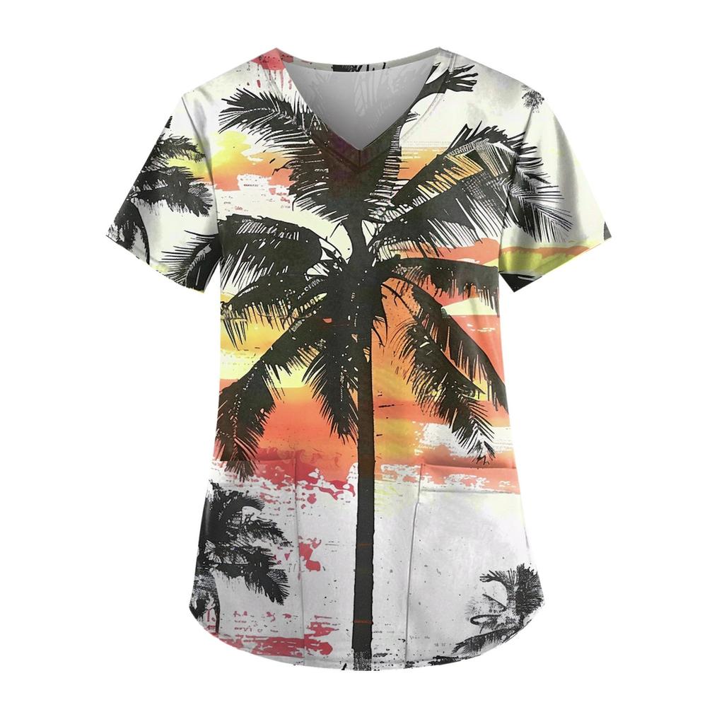 Top con stampa a foglie casual da donna